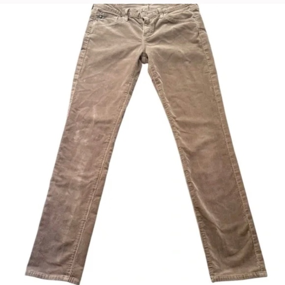 AG Tan Mushroom Corduroy SlimStraight Pants Size 27R - Picture 1 of 6
